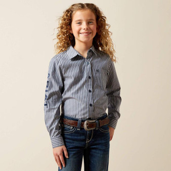 ARIAT Ariat Girl's Dress Blue Stripe Team Kirby Shirt 