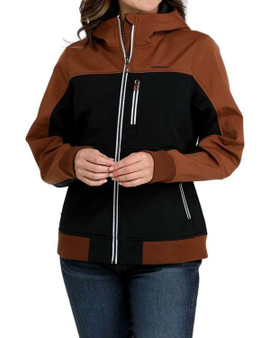 CINCH Cinch Women's Brown Bonded Color Block Hooded Jacket 