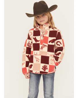WRANGLER Wrangler Girl's Pink Half Snap Sherpa Pullover 