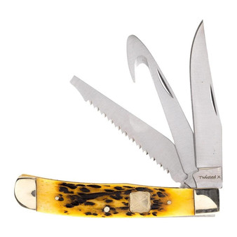 Western Fashion Accessori Twisted X Yellow Bone Multi-Blade Trapper Knife  Western Fashion Accessori Twisted X Yellow Bone Multi-Blade Trapper Knife