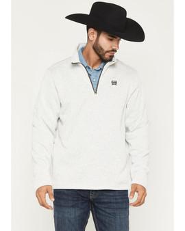 CINCH Cinch Men's Grey Solid 1/4 Zip Knit Big Pullover 