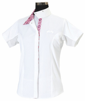 Equine Couture Kid's White/Pink Kelsey Short Sleeve Show Shirt
