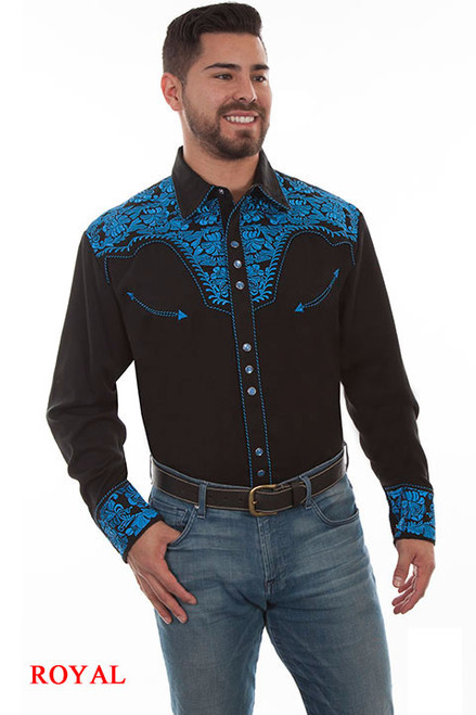 Scully Men's Vintage Embroidered Snap Western Shirt P634 - Jackson's ...