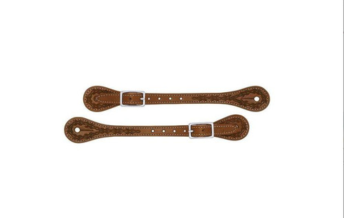 WEAVER Weaver Leather Barbed Wire Tooled Spur Straps Thin 30-1048 