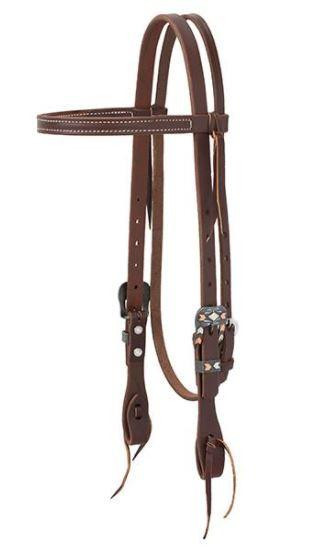 WEAVER Working Tack Chevron Designer Hardware Straight Browband Headstall 