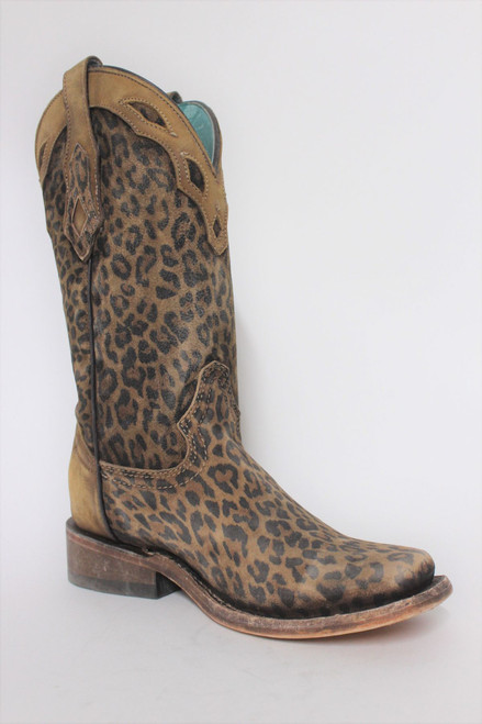 Corral Women's Sand Leopard Print Leather Western Cowgirl Boots