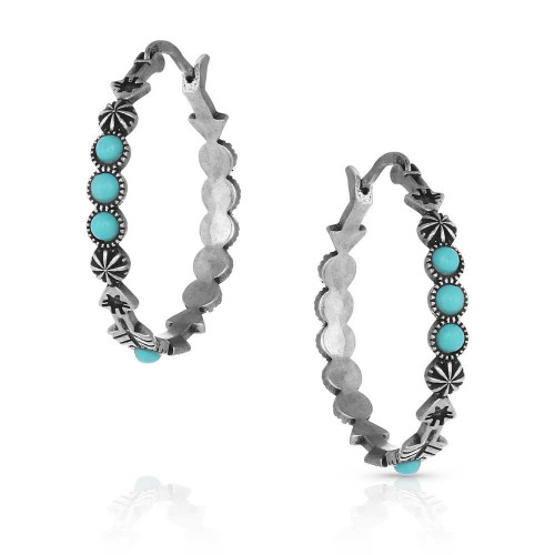 MONTANA SILVERSMITH Montana Silversmiths Round N Round Turquoise Hoop Earrings 