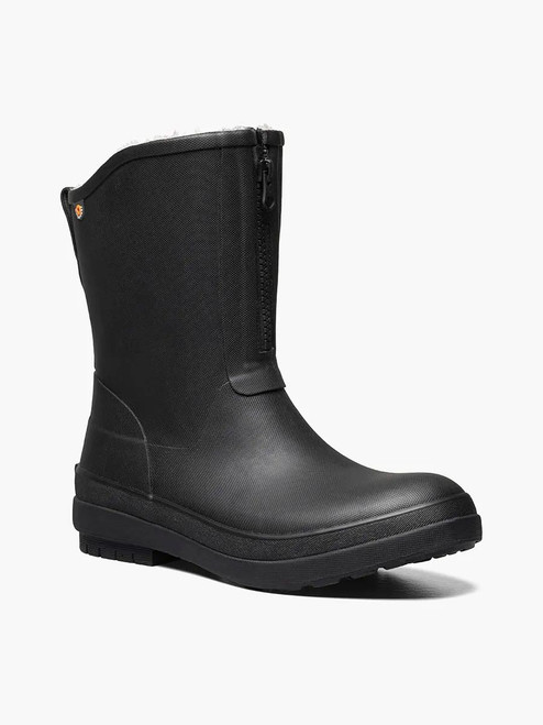 BOGS Bogs Women's Black Amanda Plush II Zip Rubber Rain Boot 