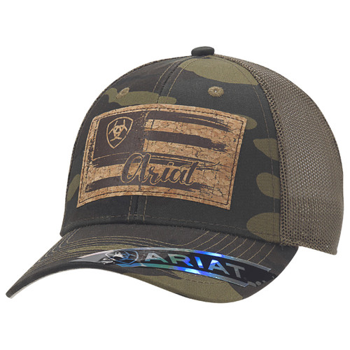 Army Green Camo Flag Trucker Hat Cap 