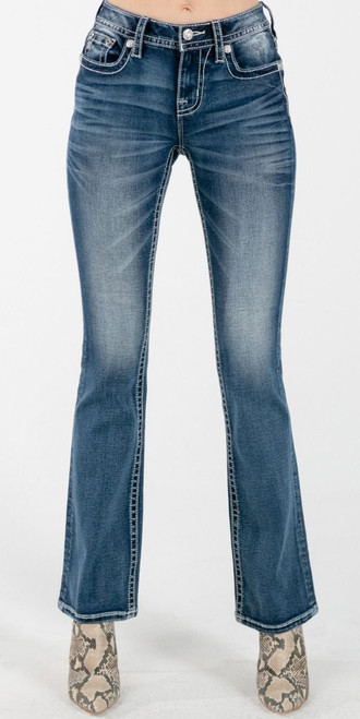 Mid Rise Boot Cut Jeans 