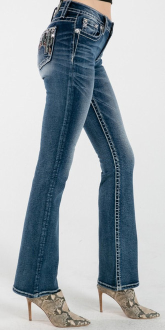Mid Rise Boot Cut Jeans 