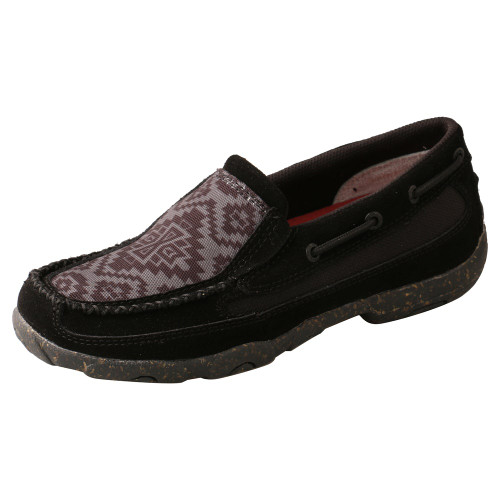Twisted X Women's Black & Grey Aztec Slip On Driving Moc