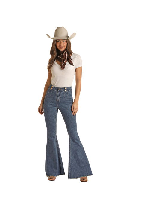 Rock & Roll Women's Button Bottom Western Jeans - Jackson's Western