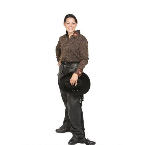  ROYAL HIGHNESS Royal Highness Women's Full Grain Roughout Western Chaps Black  