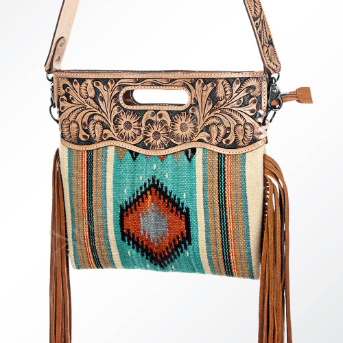 American Darling Tooled Leather Southwest Saddle Blanket Clutch