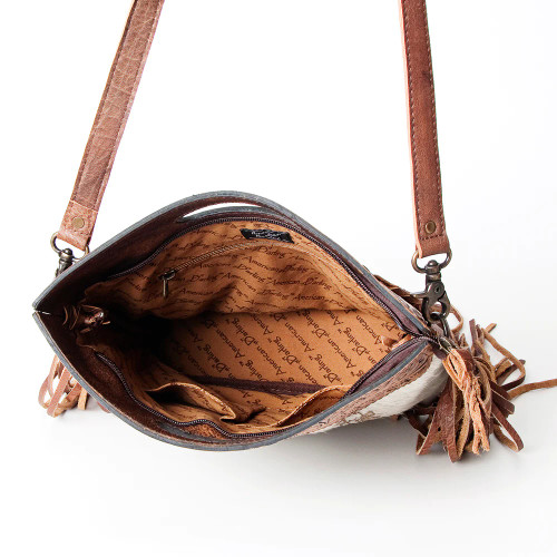 American Darling Brown Leather Purse Fringe, PURSE