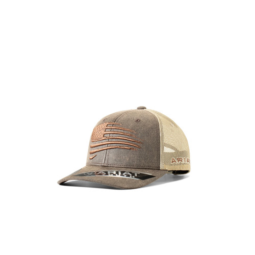 Ariat Youth Distressed Brown Flag Ballcap