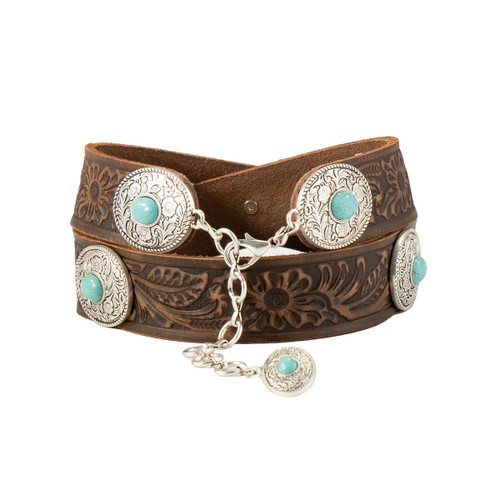 M & F Women's Nocona Floral Embossed Conchos Belt 