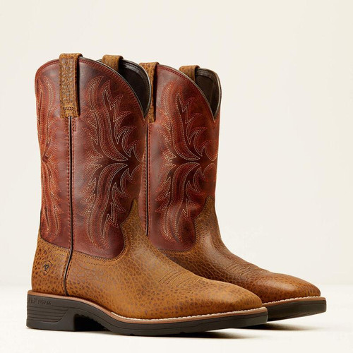 ARIAT Ariat Men's Tan Bull Emboss/Orange Rust Ridgeback Cowboy Boot 