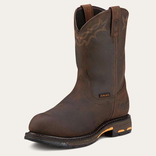 ARIAT Ariat Men's WorkHog Waterproof Composite Toe Work Boot - Oily Distressed Brown 