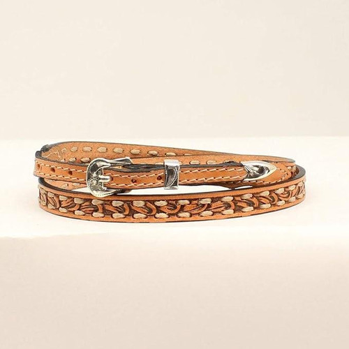 M & F M&F Western Men's Brown Tapered Leather Embossed Laced Hat Band 