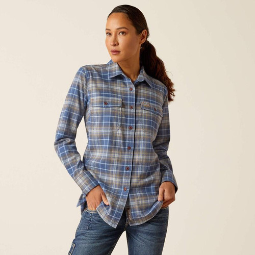 Ariat Women's Rebar Flannel DuraStretch Work Shirt - True Navy