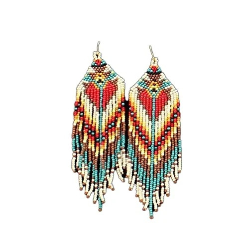 M&F Women's Multicolor Silver Strike Beaded Tapered Earrings