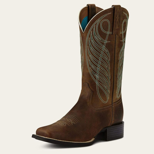 Ariat Powder Brown Round Up Wide Square Toe Women's Western Boots