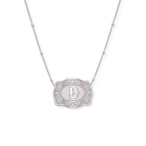 SpurWest Silver Initial "D" Mini Belt Buckle Necklace