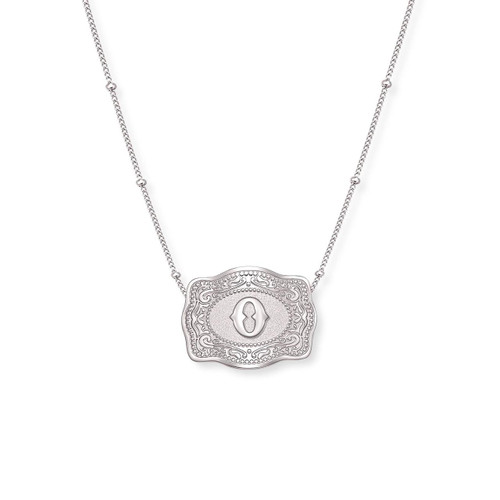 SpurWest Silver Initial "O" Mini Belt Buckle Necklace