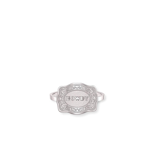 SpurWest Silver Howdy Mini Belt Buckle Adjustable Ring