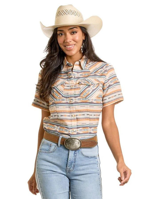 Panhandle Slim Women's Cream Aztec Print Snap Front Shirt