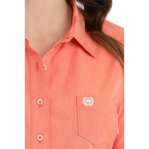 Cinch Women's Coral Solid Button-Down Western Shirt