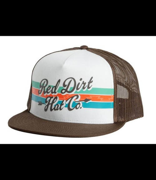 RED DIRT Red Dirt Brown & White Broadhead Logo Flat Bill Cap 