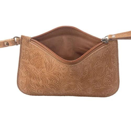 Myra Women's Brown Heritage Scroll Clutch Bag
