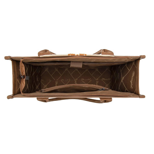 MONTANA WEST Montana West Wrangler Brown Tooled Aztec Knitted Concealed Carry Wide Tote 