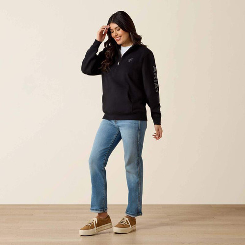 ARIAT Ariat Women's Black Logo 1/2 Zip Sweatshirt 