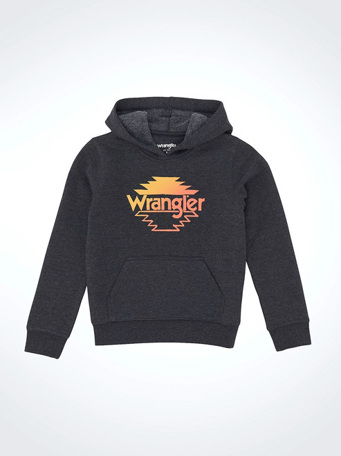 Wrangler Boy's Jet Black Multicolor Logo Pullover Hoodie
