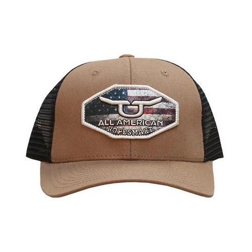 Ropesmart Brown & Black All American Diamond Flag Patch Cap