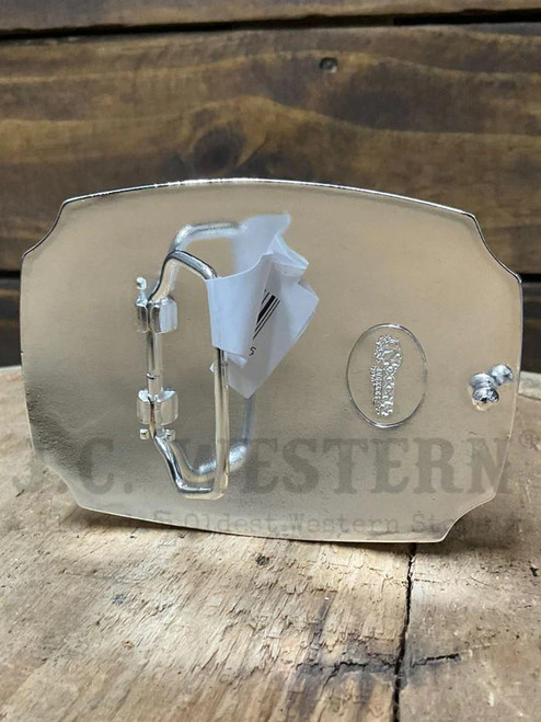 M & F M&F Western Nocona Men's Shiny Silver Bronco Rider Engraving Buckle 