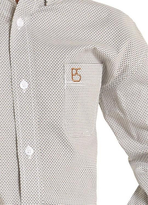 PANHANDLE SLIM Panhandle Slim Boy's Ecru Micro Geometric Print Button Shirt 