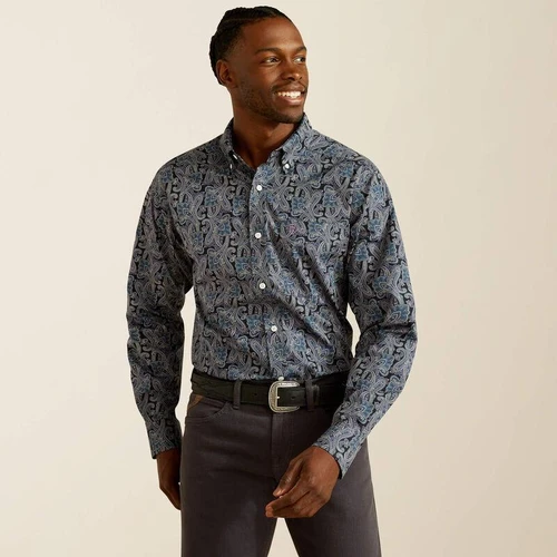 Ariat Men's Wrinkle Free Dex Fitted Shirt - Navy