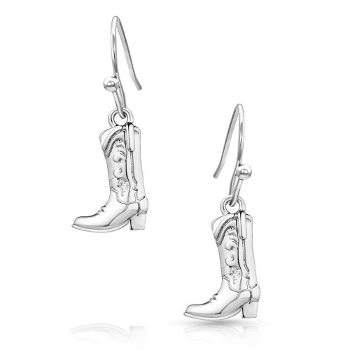 Montana Silversmiths Women's Silver Sculpted Cowboy Boot Earrings