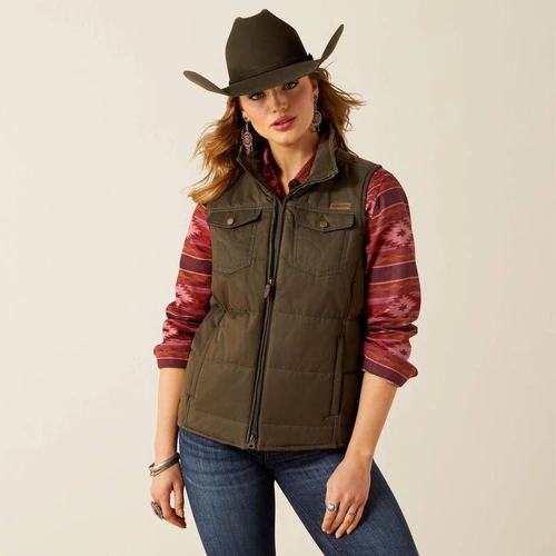 Women's Ariat Grizzly Quilted Earth Green Insulated Vest