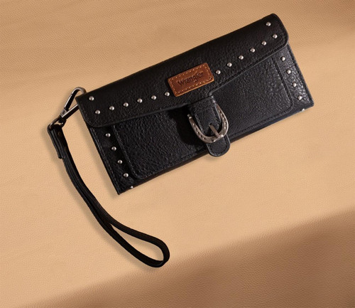 MONTANA WEST Montana West Wrangler Women's Black Western Tri-Fold Wallet/Wristlet 