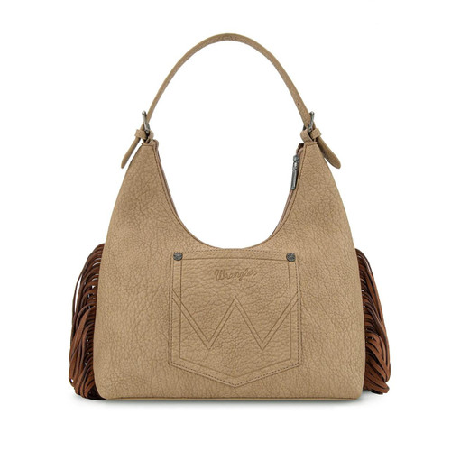 MONTANA WEST Montana West Wrangler Women's Brown Tan Fringe Floral Tooled Hobo Bag 