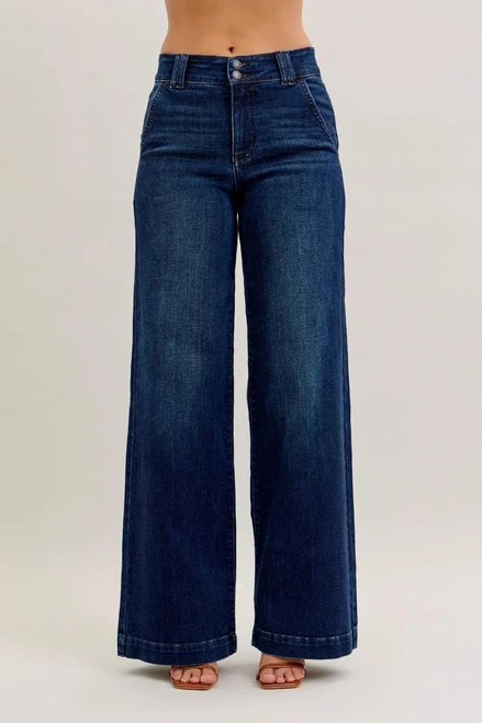 JUDY BLUE Judy Blue Women's Dark Stone High Waist Wide Leg Jean 