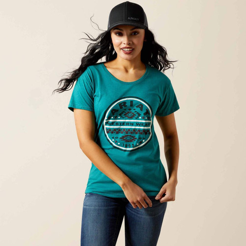ARIAT Ariat Women's Teal Green Heather Brand Lockup T Shirt 