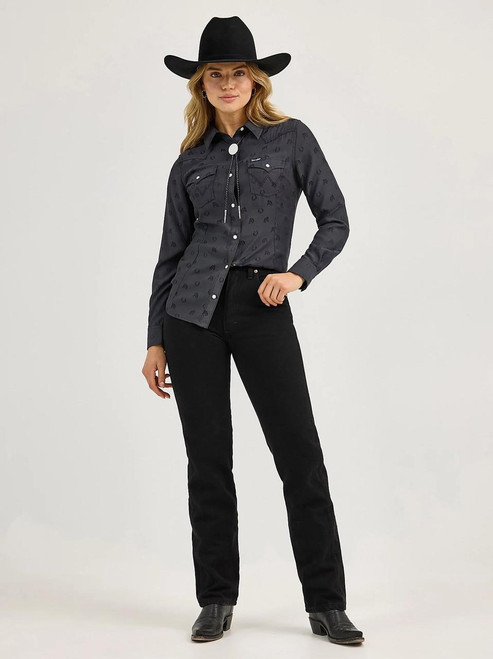 WRANGLER Wrangler Women's Subtle Black Horses All Occasion Western Snap Shirt 