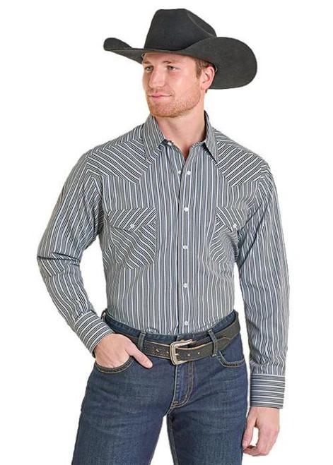 PANHANDLE SLIM Panhandle Slim Men's Black Stripe Pearl Snap Western Shirt 
